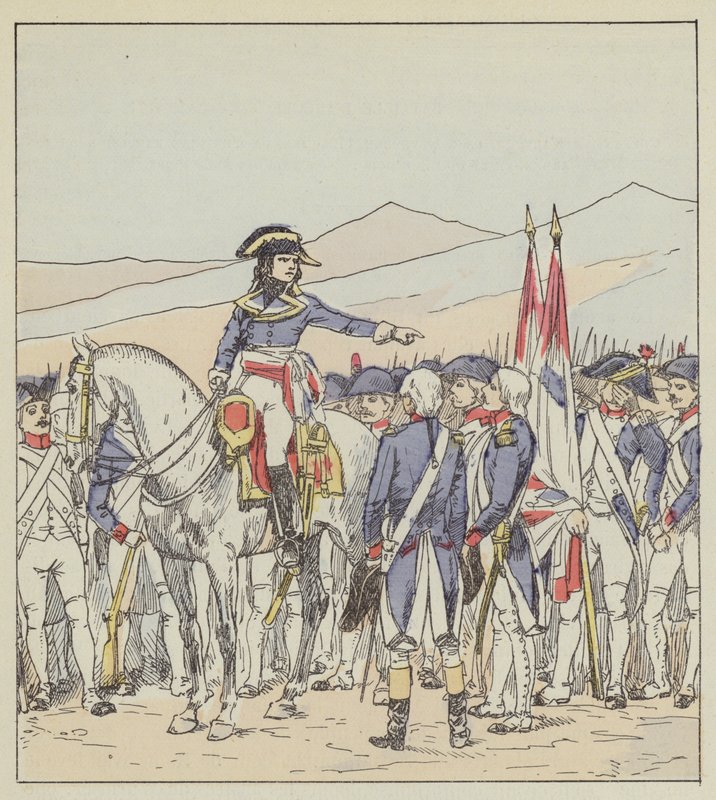 Bonaparte repreende o 85º e 39º da divisão Vaubois no planalto de Rivoli de after Louis Charles Bombled