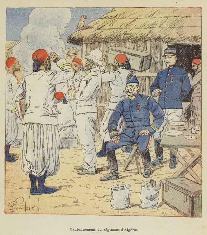 Cantonment do regimento da Argélia de after Louis Charles Bombled