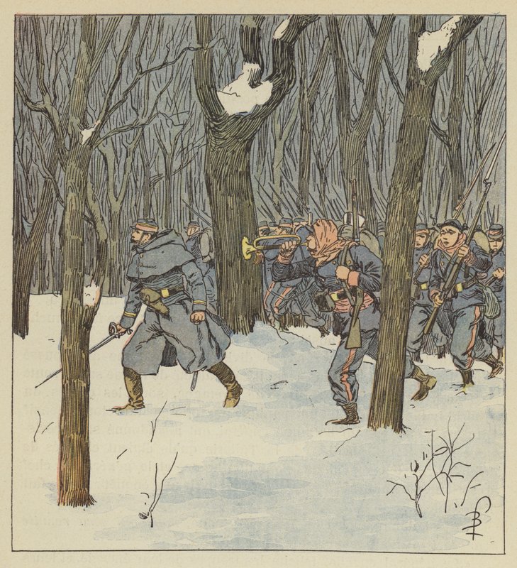 Carga de baioneta, vegetação rasteira, móbiles do Sarthe de after Louis Charles Bombled