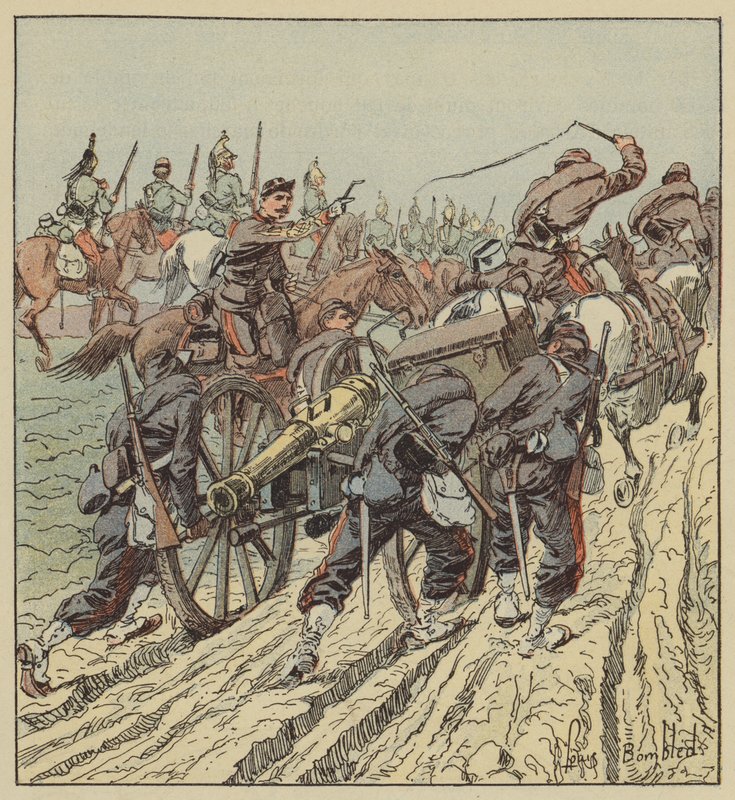 Artenay Combat Artillery Retreat sob proteção do 6º dragão de after Louis Charles Bombled