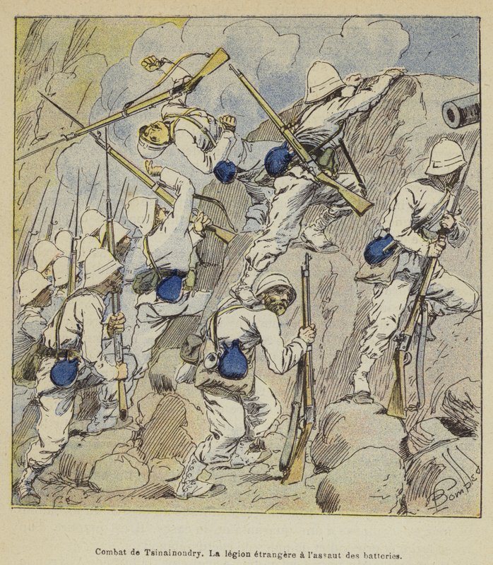 Combate de Tsinainondry, a Legião Estrangeira das Baterias de after Louis Charles Bombled