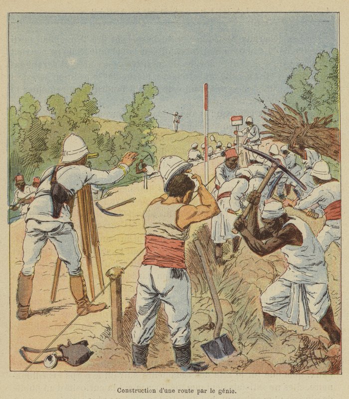 Construção de uma estrada por engenharia de after Louis Charles Bombled