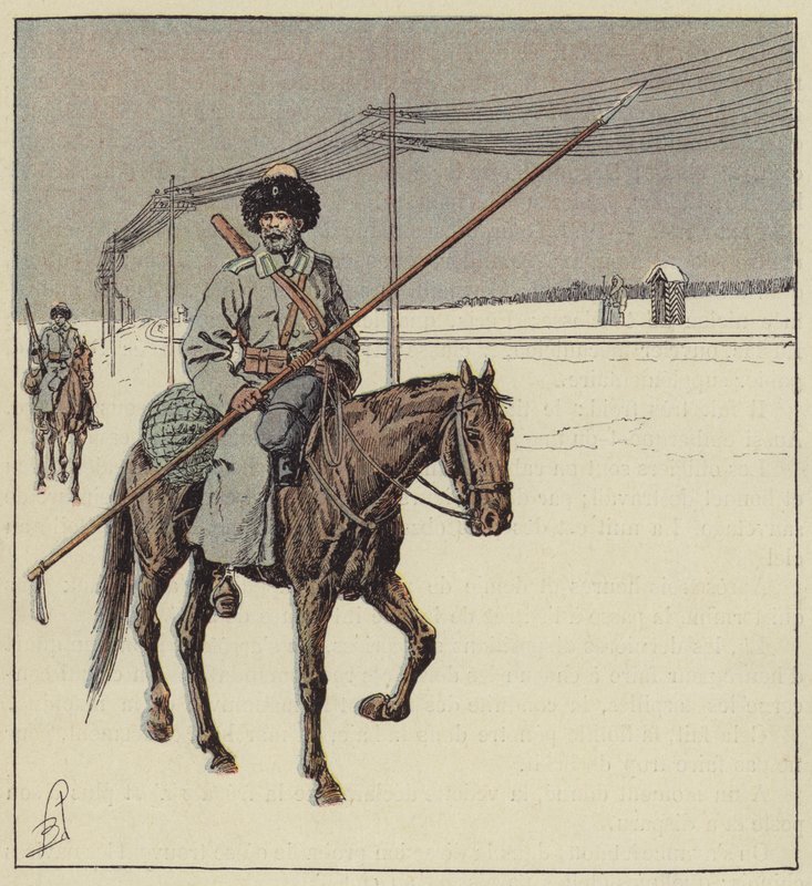 Cossacos do amor que guardam a estrada de ferro transiberiana de after Louis Charles Bombled