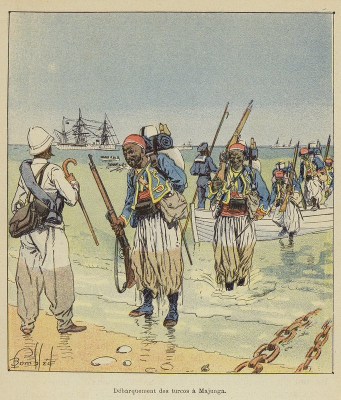 Desarrejo dos Turcos para Majunga de after Louis Charles Bombled