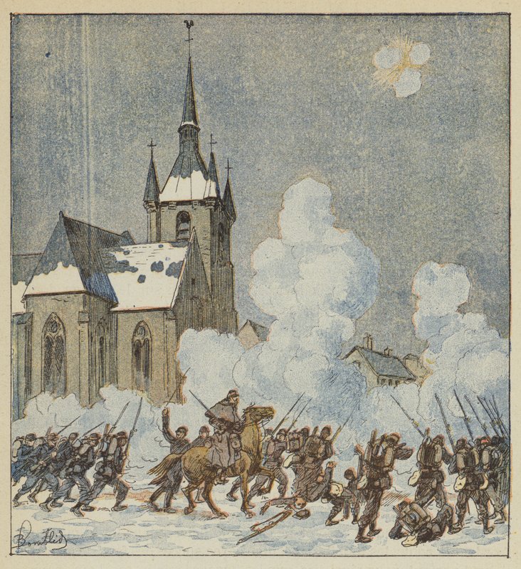 Defesa de Patay pelo 75º móvel de after Louis Charles Bombled
