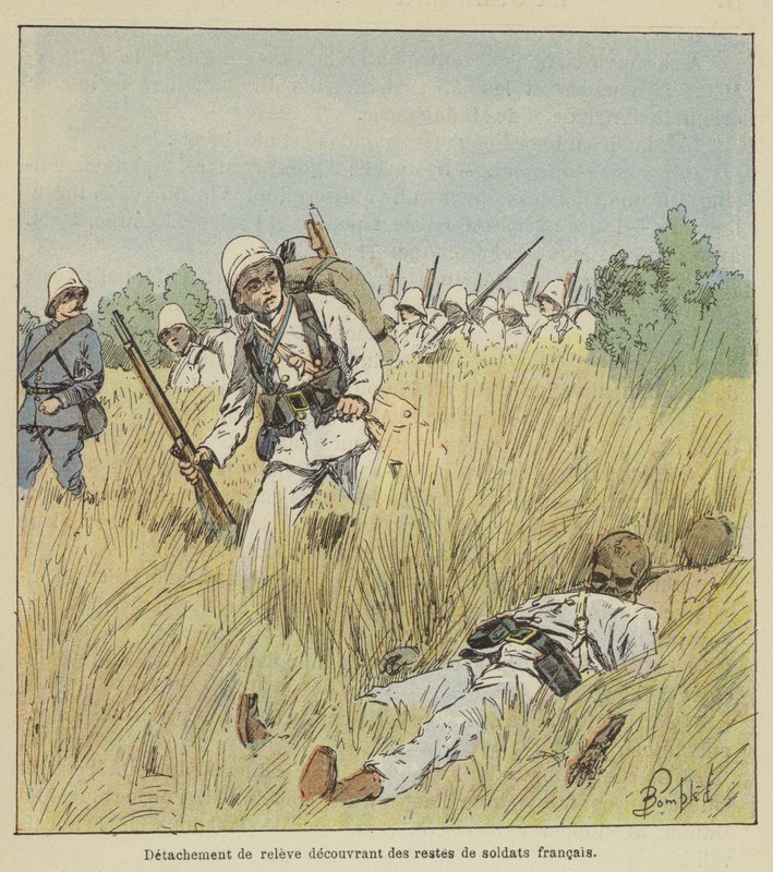 Descolamento de releve descobrindo os restos mortais de soldados franceses de after Louis Charles Bombled