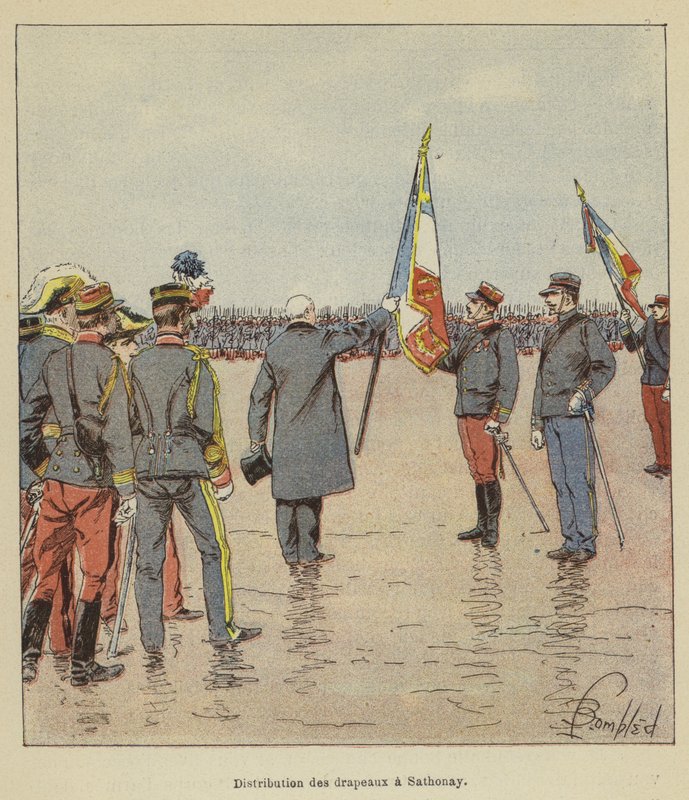 Distribuição de bandeiras em Sathonay de after Louis Charles Bombled