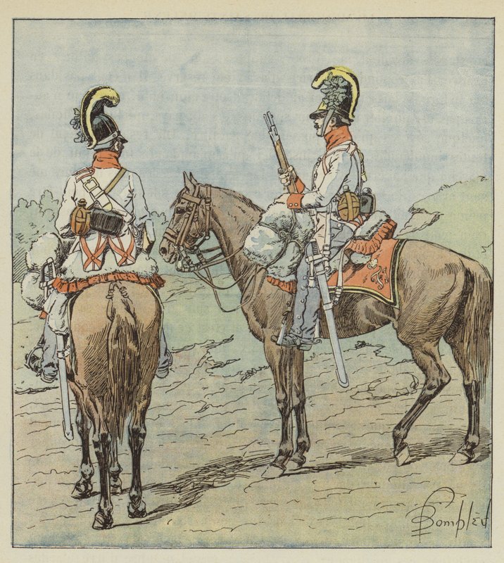 Dragões Austríacos em Destaque de after Louis Charles Bombled