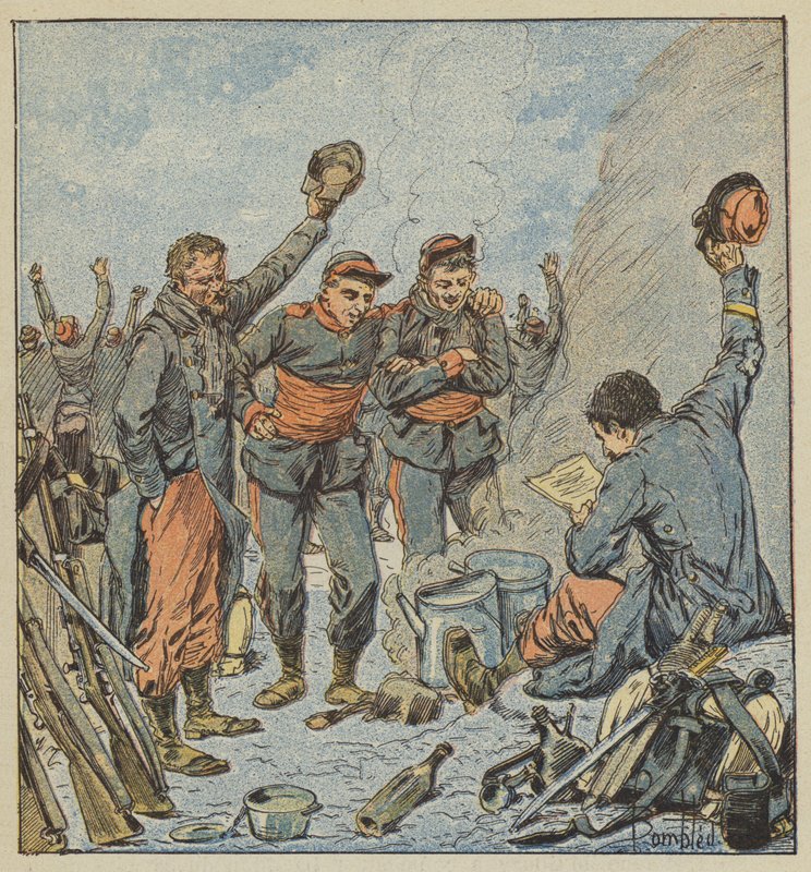 Entusiasmo das tropas pelo anúncio da saída bem sucedida do General Ducrot de after Louis Charles Bombled