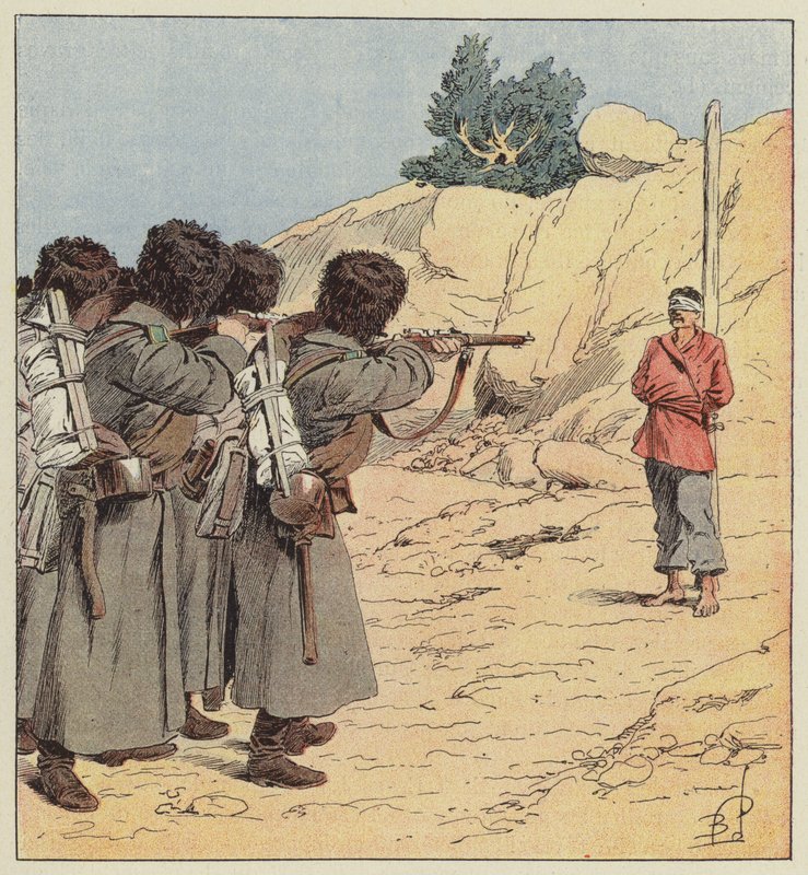 Execução de um espião japonês de after Louis Charles Bombled
