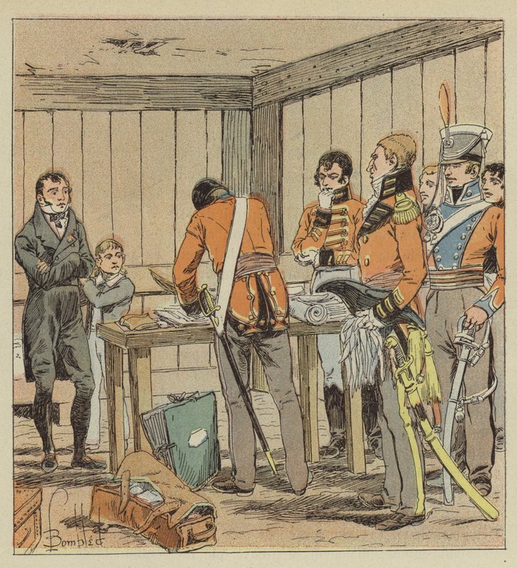 Hudson-Lowe pesquisa os papéis da Las-Cases de after Louis Charles Bombled