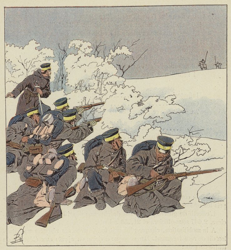 Infantaria japonesa no vestido de campo de inverno de after Louis Charles Bombled