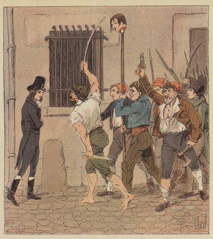 Eu tinha sido recebido por um grupo de homens feios andando de cabeça no final de uma espadas de after Louis Charles Bombled