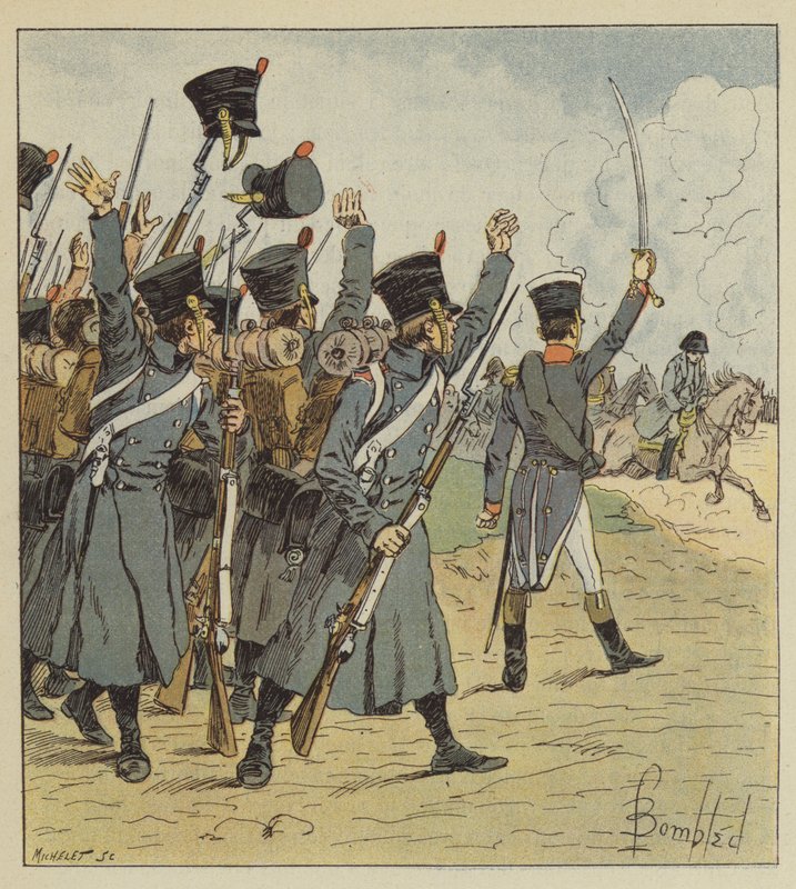 Eu os tratei com severidade, eles gritaram não menos que Viva o Imperador! de after Louis Charles Bombled