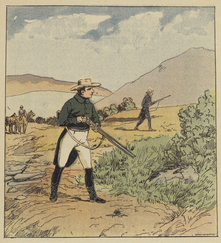 O caçador caça a perdiz de after Louis Charles Bombled