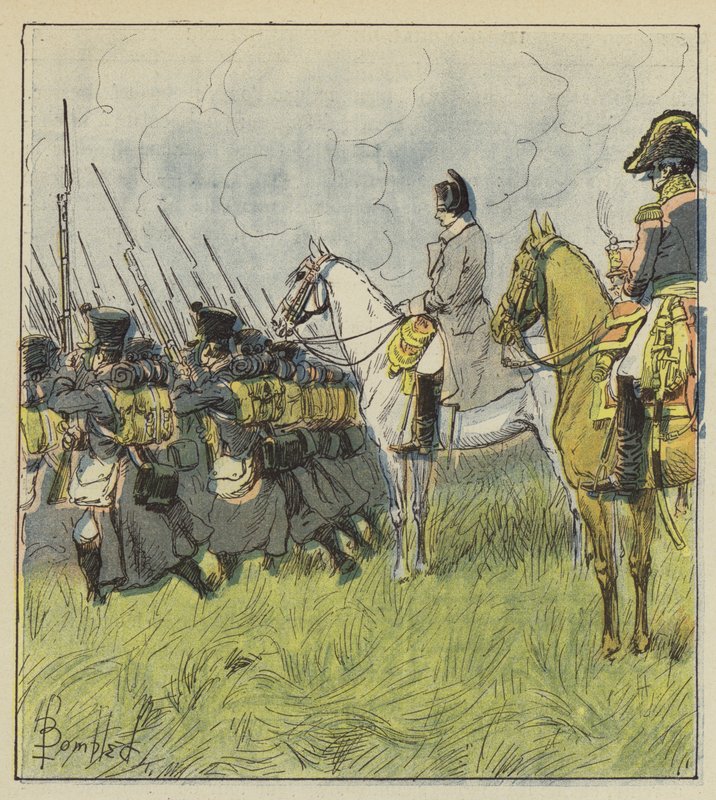 O imperador contempla seus recrutas na batalha de after Louis Charles Bombled