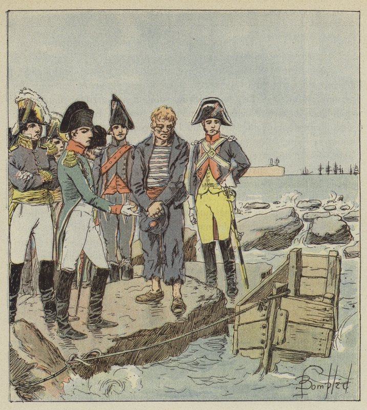 O imperador e o marinheiro inglês no acampamento de Boulogne de after Louis Charles Bombled