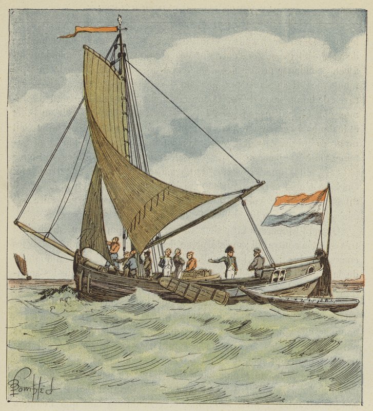 O imperador doa um barco para um piloto holandês de after Louis Charles Bombled