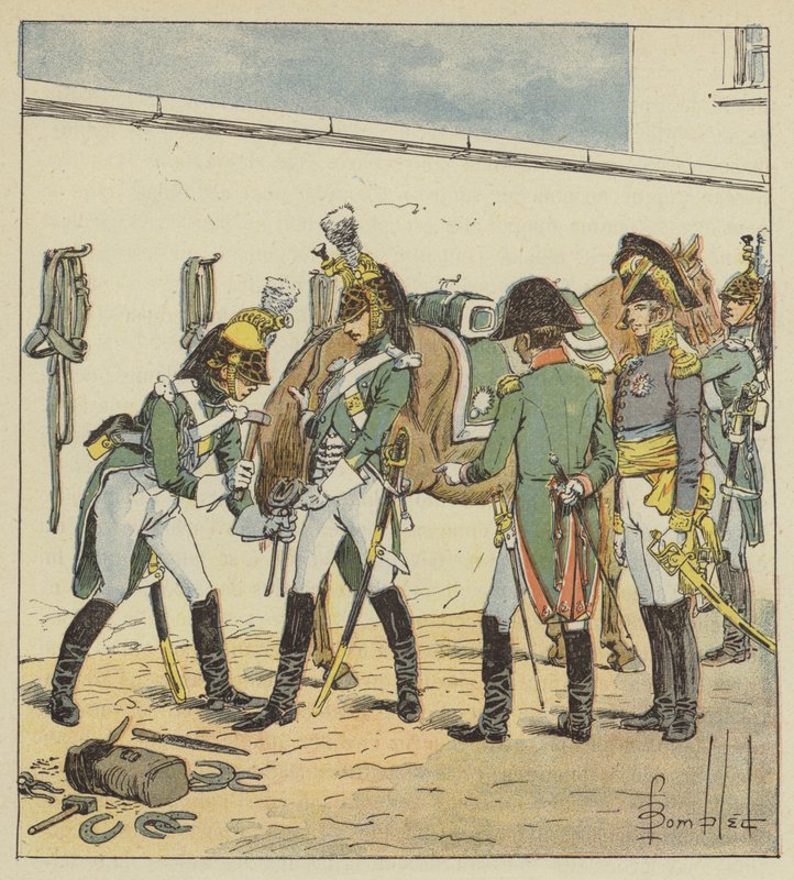 O imperador inspeciona a escola de Saint-Germain de after Louis Charles Bombled