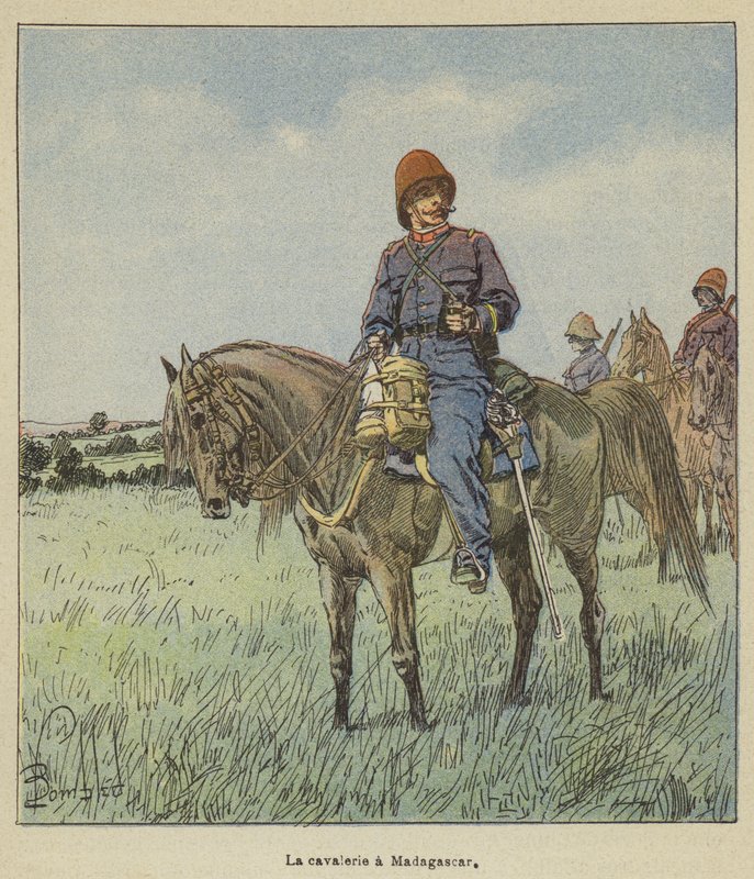 A cavalaria em Madagascar de after Louis Charles Bombled