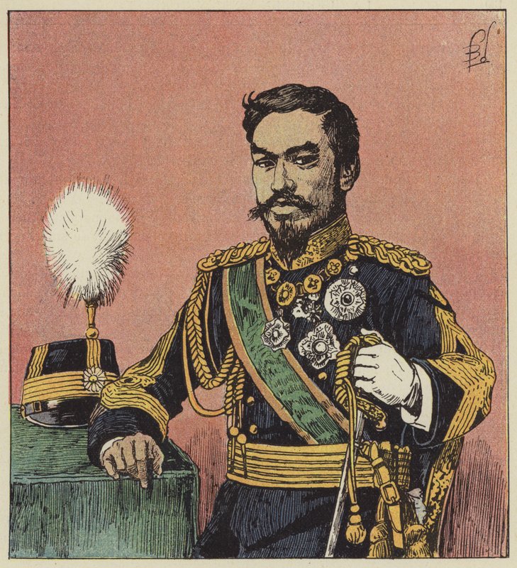O Mikado Mutsu-Hito, Imperador do Japão de after Louis Charles Bombled