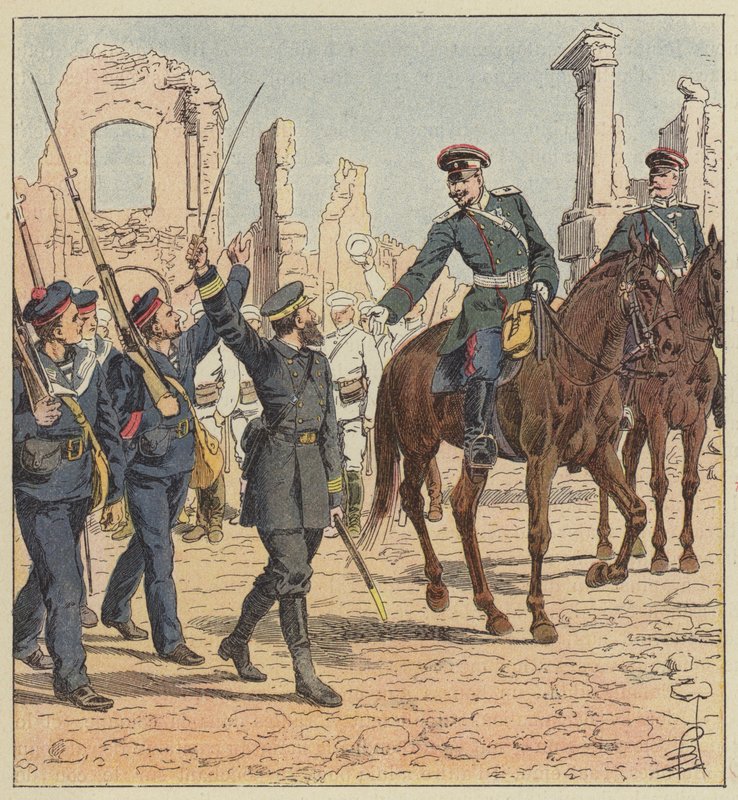 Capitão de Marolles e General Stessel de after Louis Charles Bombled