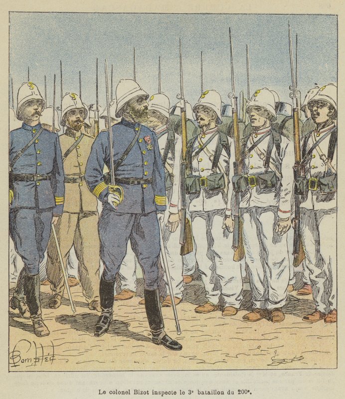 Coronel Bizot inspeciona o 3º batalhão do 200º de after Louis Charles Bombled