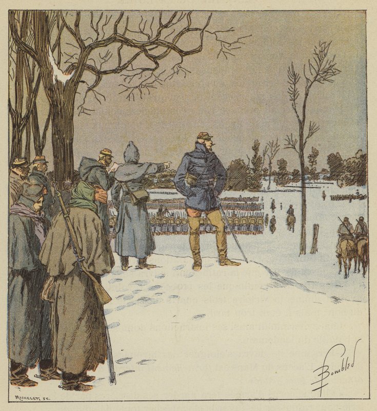 General Chanzy anda na frente de posições, 11 de janeiro, antes da batalha de after Louis Charles Bombled