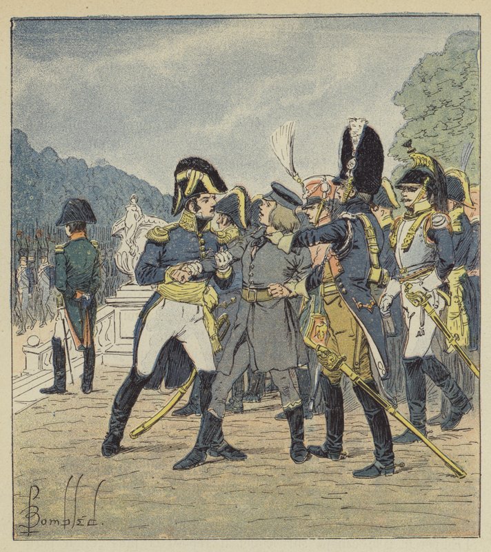 General Rapp preso por um policial, Stabs que queriam assassinar o Imperador de after Louis Charles Bombled