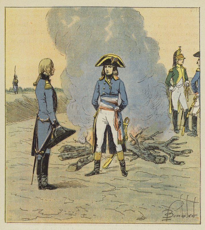 O jovem general, vendo-o como um oficial genial, deu-lhe uma comissão sobre o ofício. de after Louis Charles Bombled