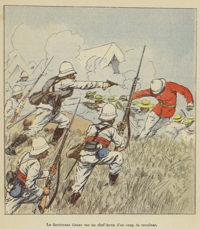 Tenente Grass mata um líder hov com um revólver de after Louis Charles Bombled