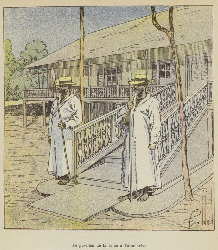 Pavilhão da Rainha em Antananarivo de after Louis Charles Bombled