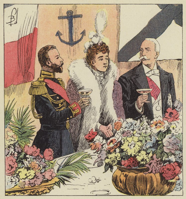 O czar Nicolau II proclama a aliança franco-russa a bordo do Pothuau de after Louis Charles Bombled