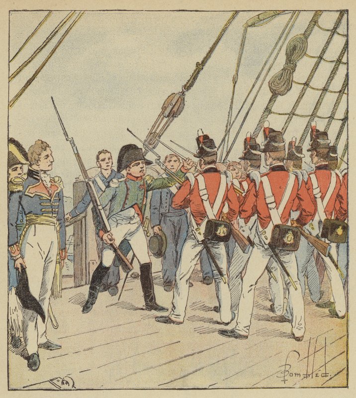 Imperador ordena exercício para soldados de Bellerophon de after Louis Charles Bombled