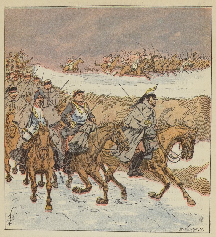 Os árabes do Coronel Goursaud libertam, por uma brilhante acusação, os 3o cuirassiers de after Louis Charles Bombled