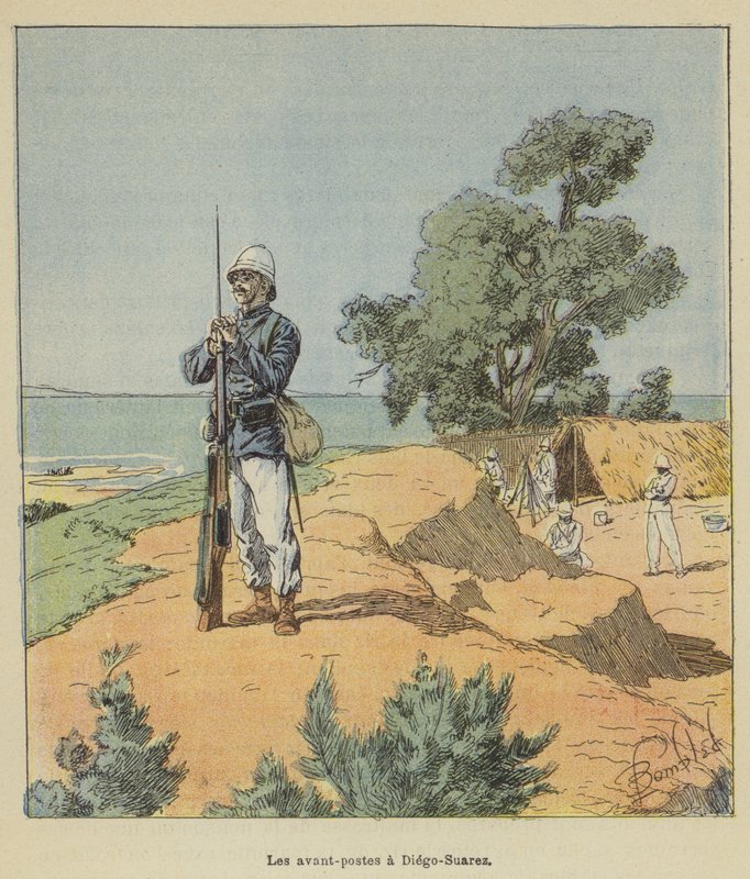 Os postos avançados em Diego-Suarez de after Louis Charles Bombled