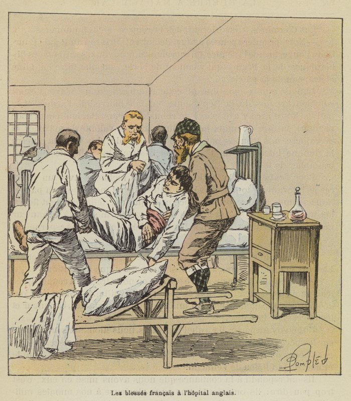 Os franceses feridos no hospital inglês de after Louis Charles Bombled