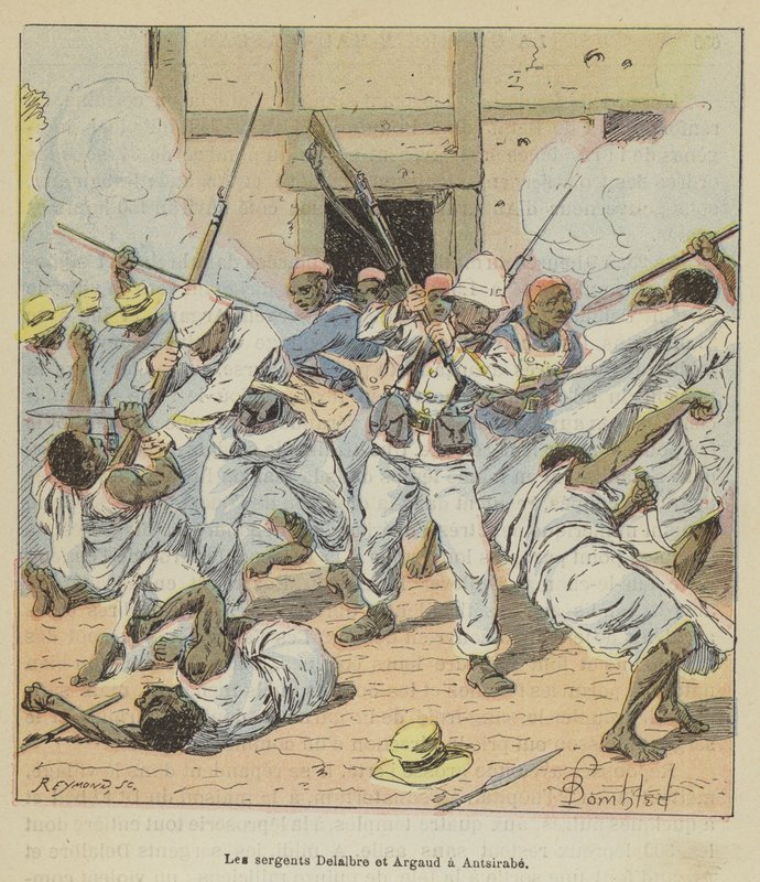 Sargentos Delalbre e Argaud na Antsirabe de after Louis Charles Bombled