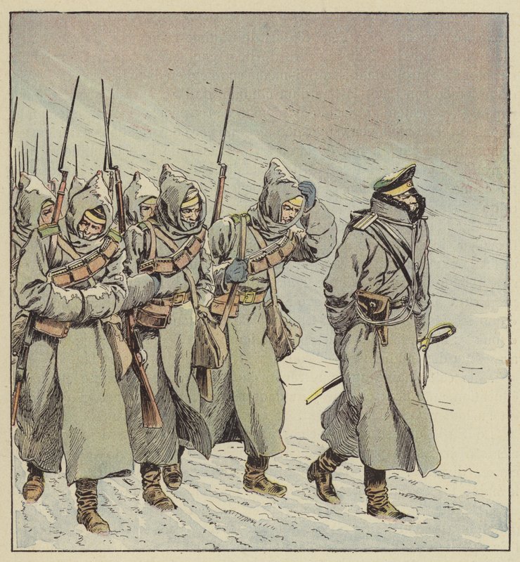 Marcha da infantaria russa na Manchúria de after Louis Charles Bombled