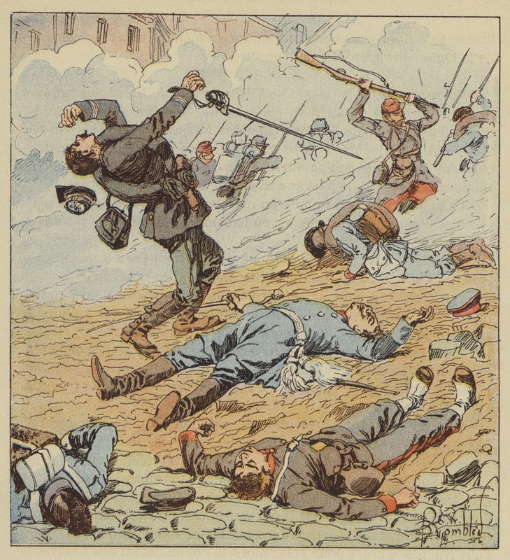 Morte do capitão Boissieu na luta contra Orleans de after Louis Charles Bombled