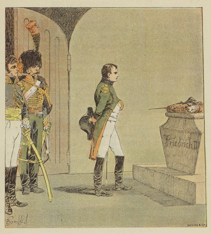 Napoleão no túmulo do grande Frederic de after Louis Charles Bombled