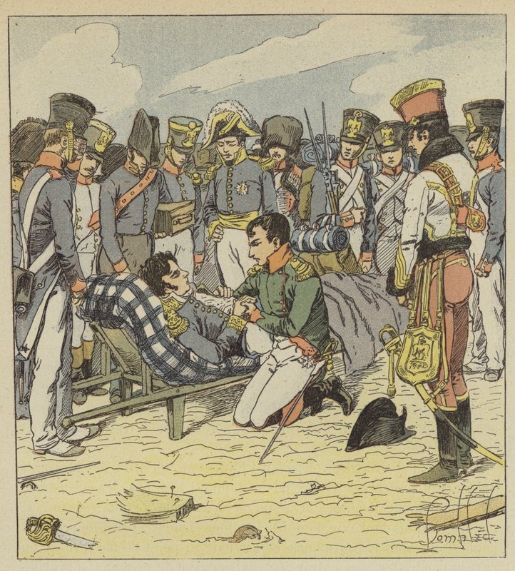 Napoleão e Marechal Lannes morrendo de after Louis Charles Bombled