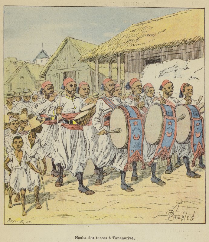 Nouba de Turcos a Tananarive de after Louis Charles Bombled