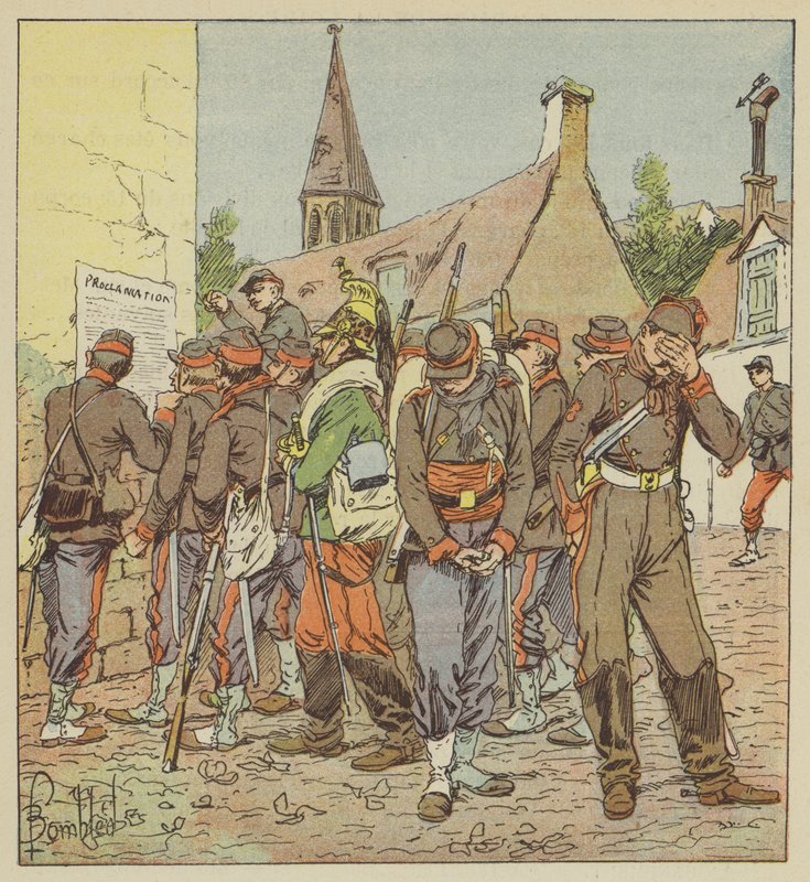 Lágrimas de soldados do Loire lendo o caso da capitulação de Metz de after Louis Charles Bombled