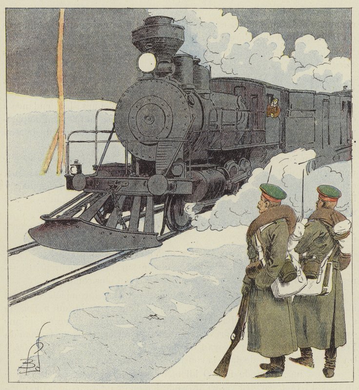 Trem militar no Transiberiano de after Louis Charles Bombled