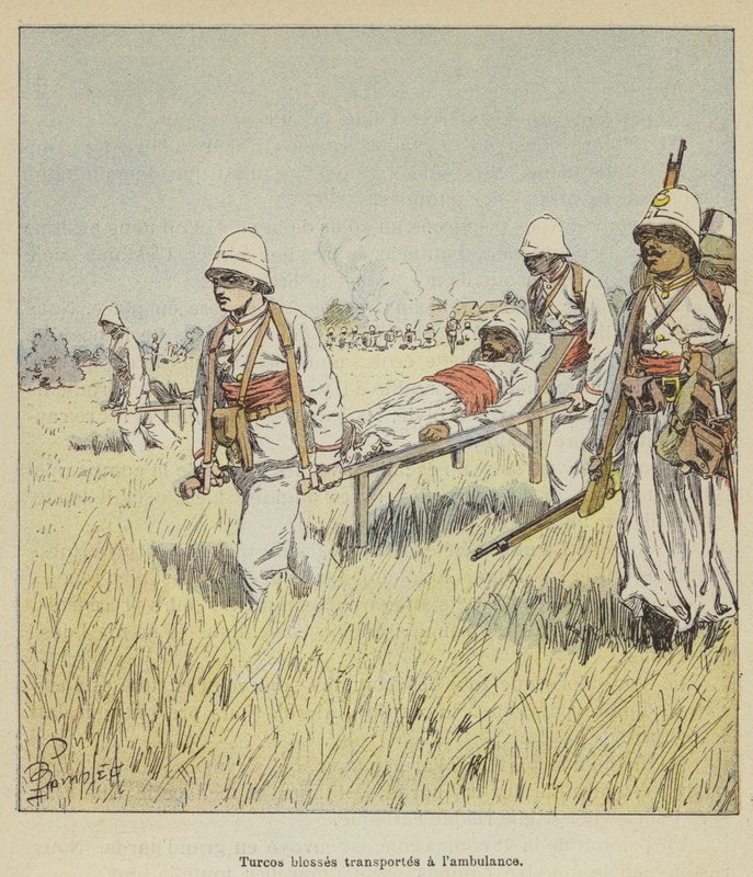 Feridas Turco transportadas com a ambulância de after Louis Charles Bombled