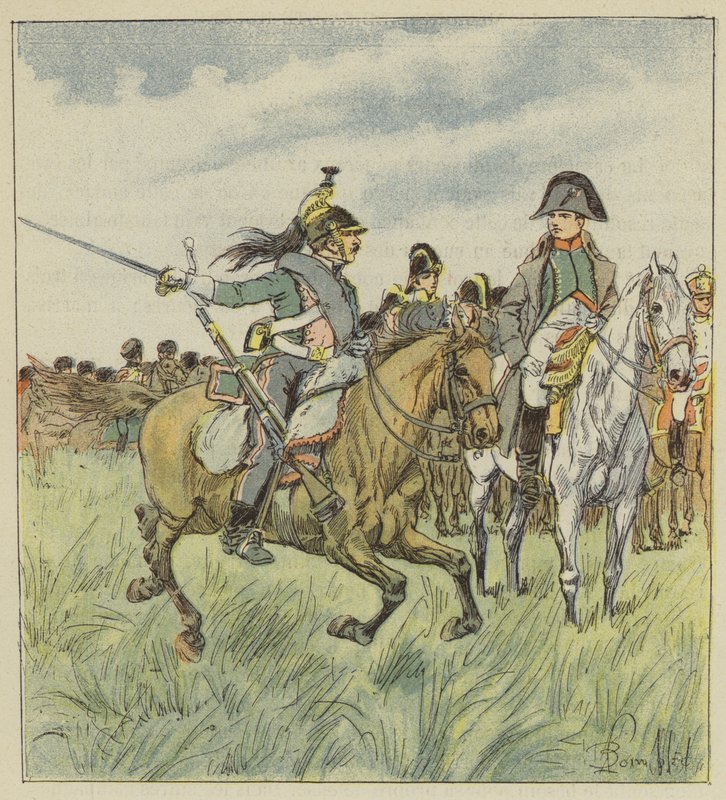 Um dragão avisa o imperador da traição de um dos seus generais de after Louis Charles Bombled