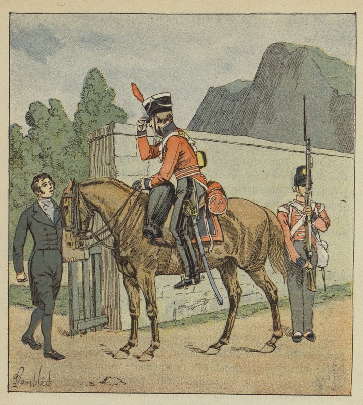 Um decreto de equitação chega a Longwood pedindo a ajuda de Le Sage de after Louis Charles Bombled