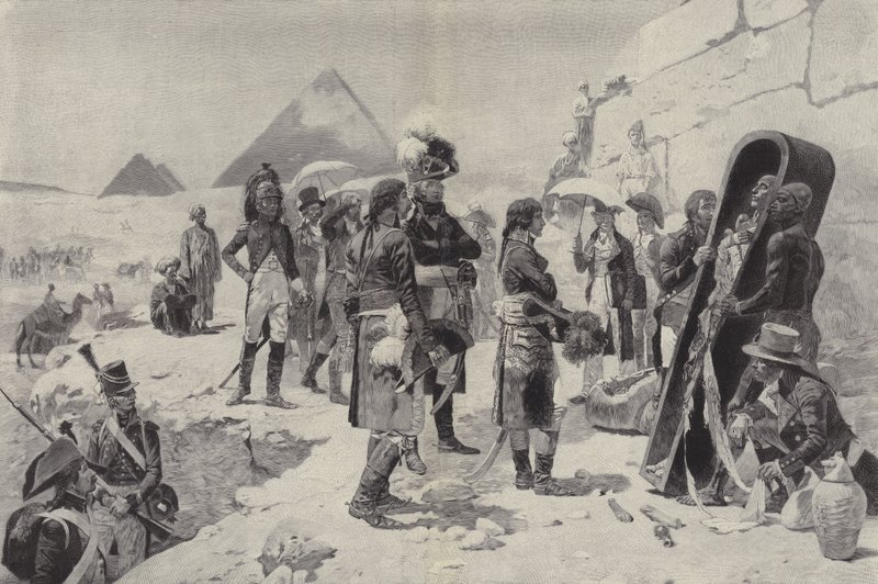Napoleão antes das pirâmides contemplando a múmia de um faraó de after Maurice Henri Orange