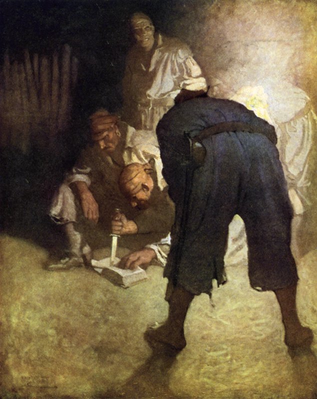 Ilustração para Treasure Island de after Newell Convers Wyeth